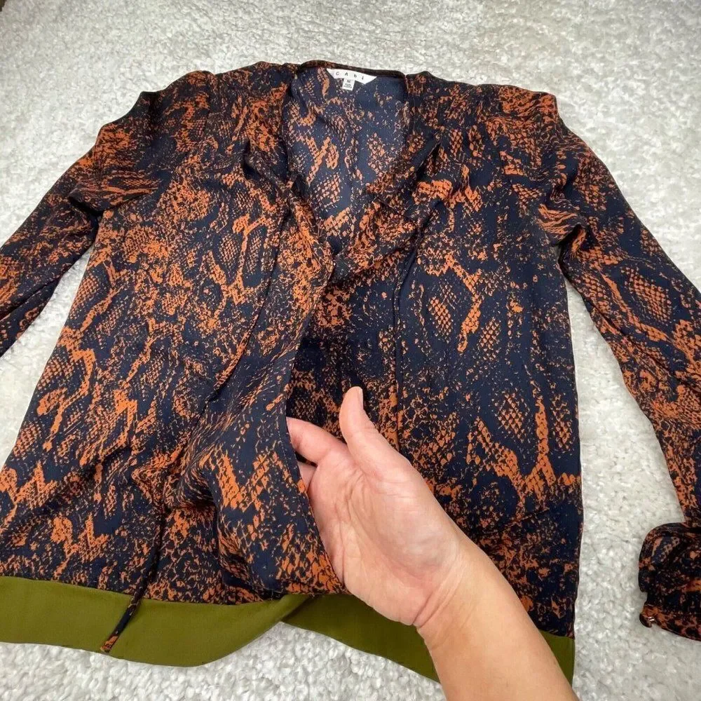 Cabi Border Wrap Snake Print Tie Blouse
